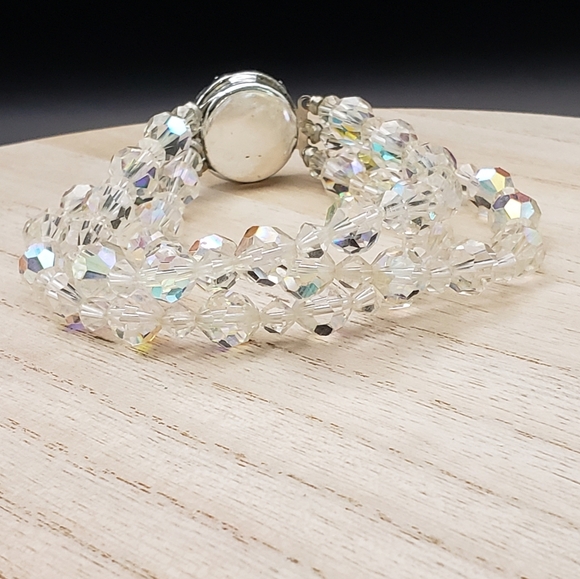Aurora Borealis 3 Strand Crystal Beaded Bracelet - Picture 7 of 8